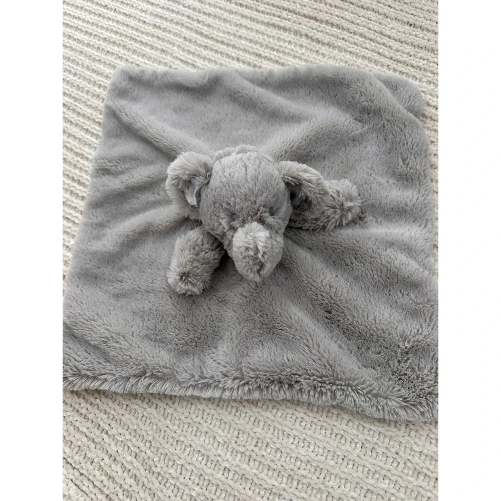 Pottery Barn Kids Style Grey Elephant Security Blanket Plush Faux Fur Baby Lovey